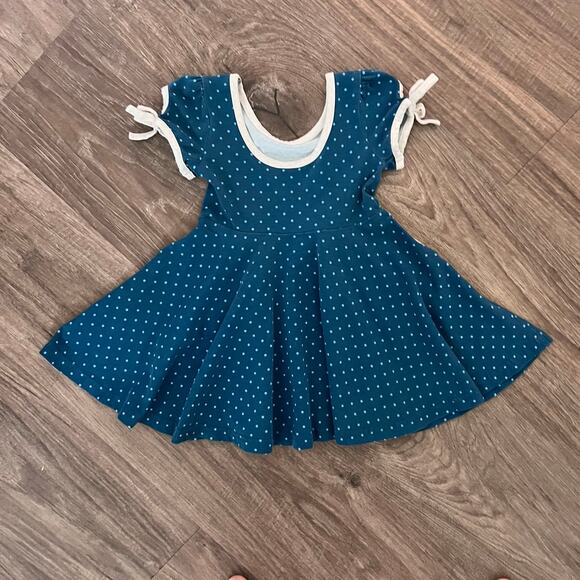 Wildflowers Classroom Casey Dress Girls 18M Teal Twirl Floral Polka Dots Pockets - Picture 2 of 7